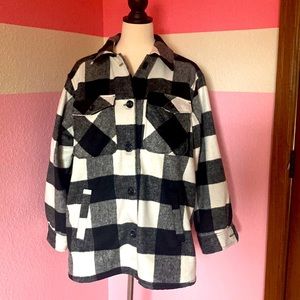 black and white plaid shirt jacket